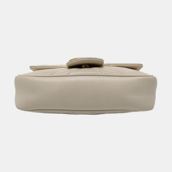GG Marmont Mini Quilted Calfskin White