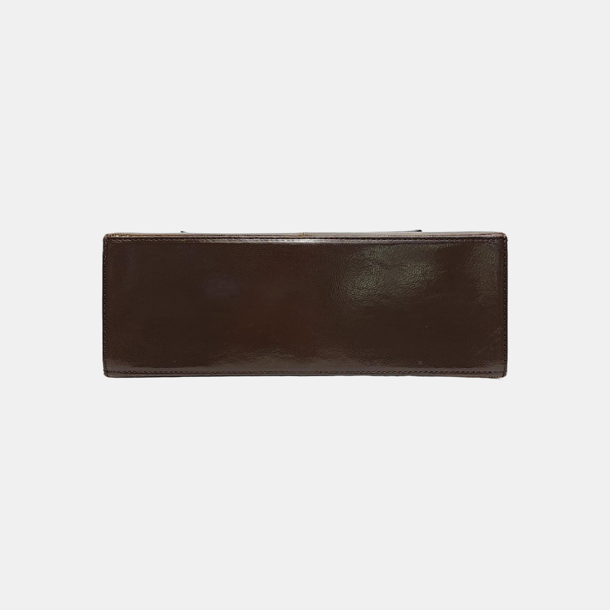 Lizard Top Handle Bag Brown