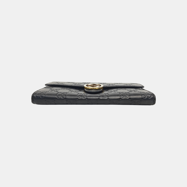 Interlocking G Small Monogram Calfskin Black Wallet