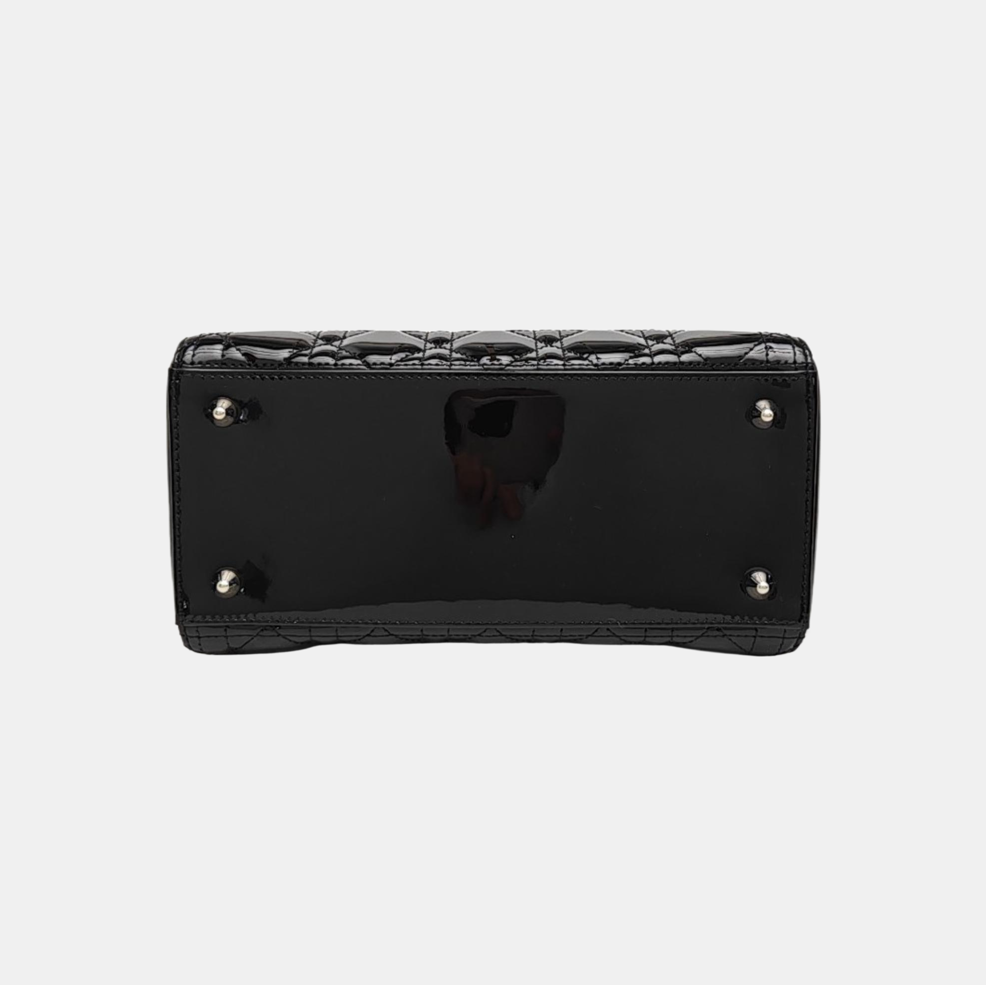Lady Dior Medium Cannage Patent Leather Black