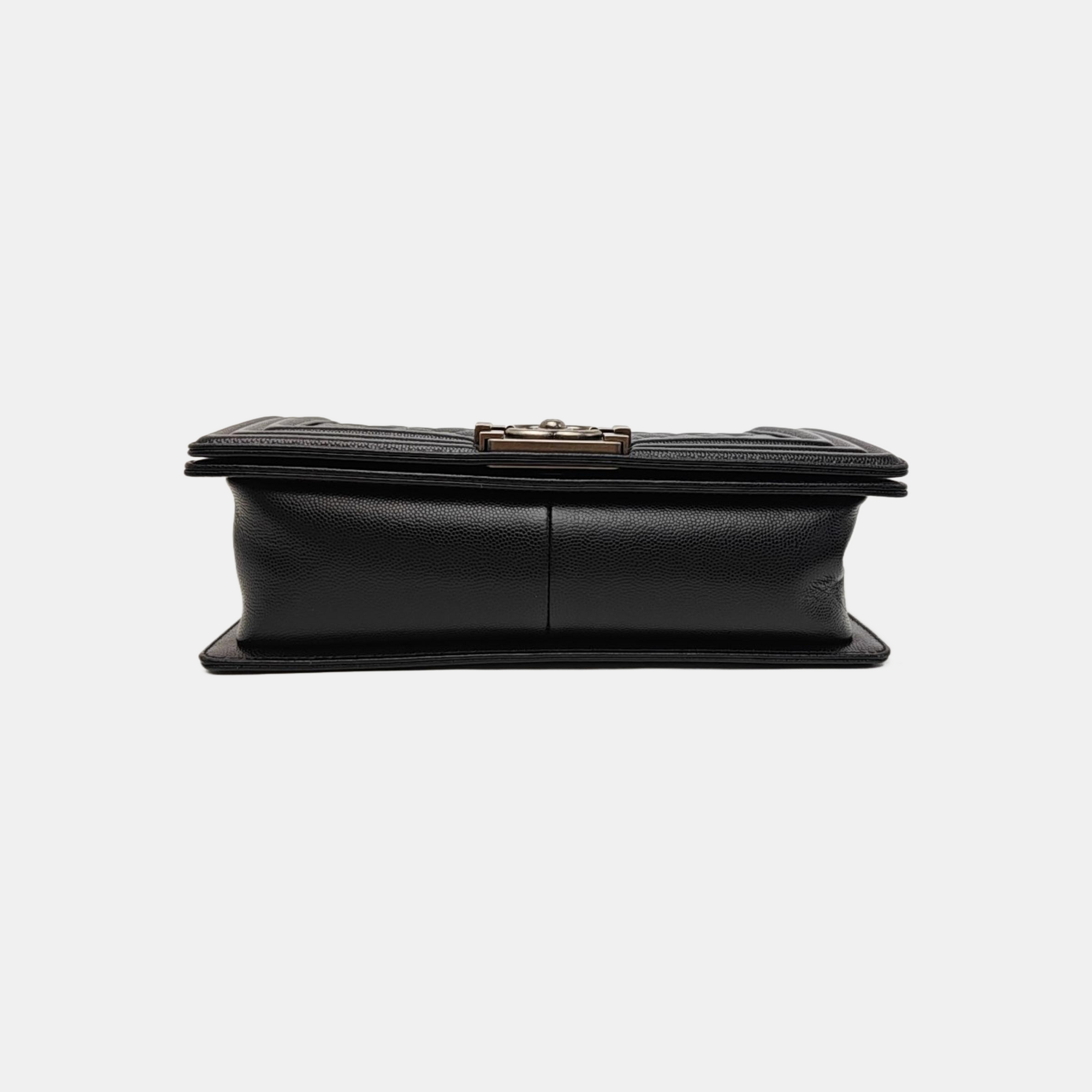 BOY CHANEL Medium Quilted Grained Calfskin Black