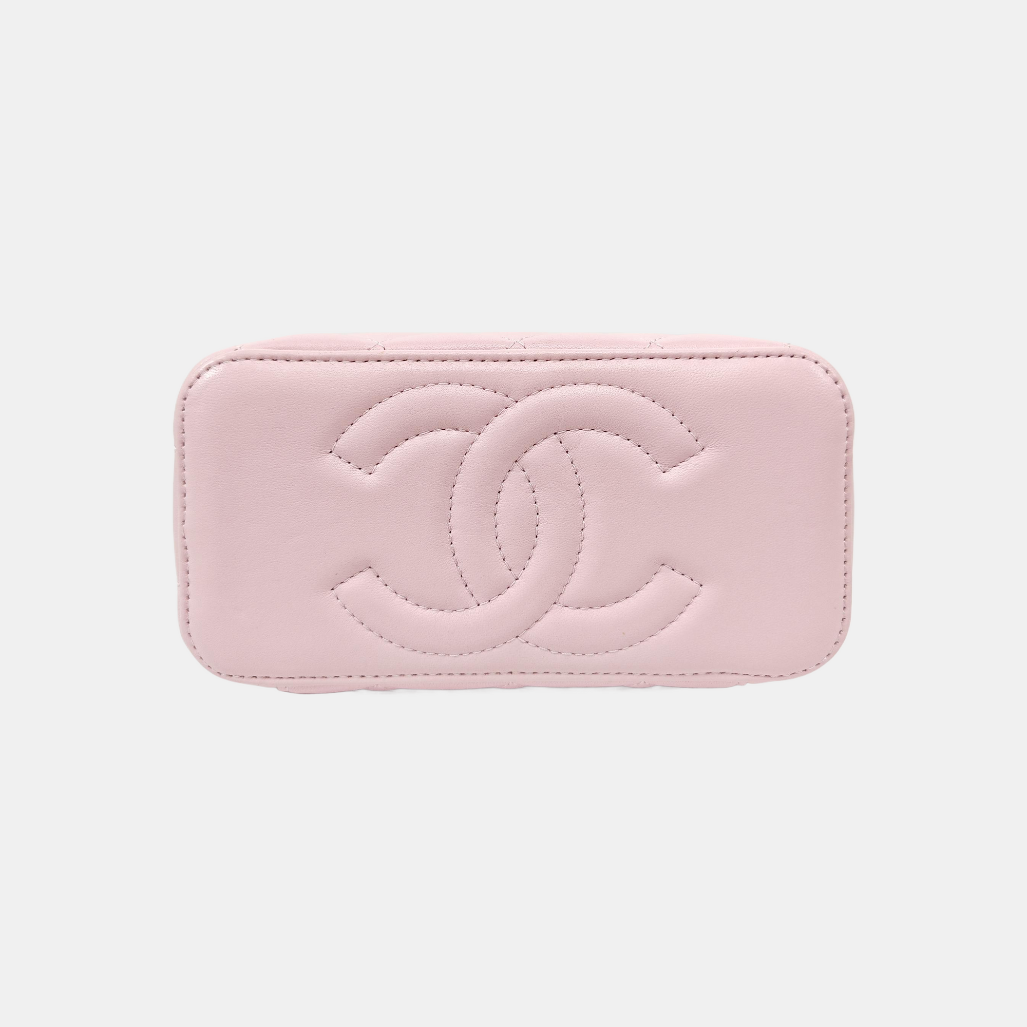 VANITY CASE Quilted Lambskin Pink