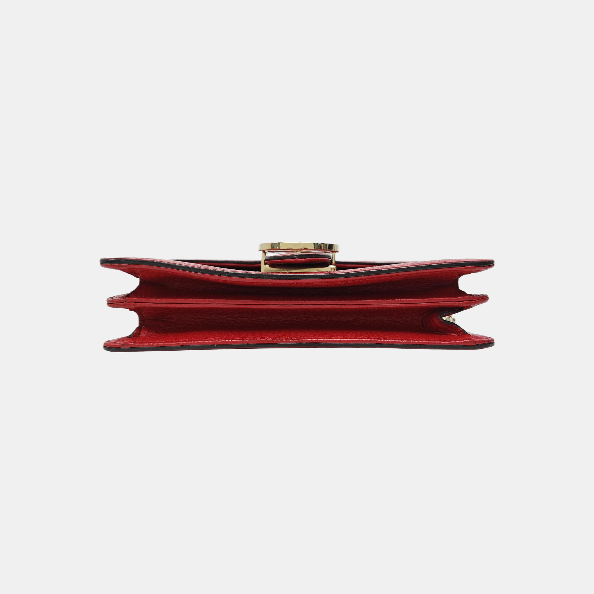 Interlocking G Small Calfskin Red