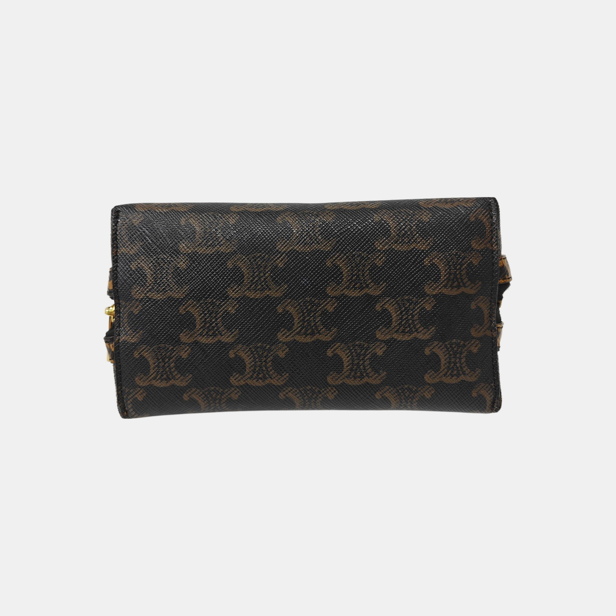 Coated Canvas Shoulder Bag Brown