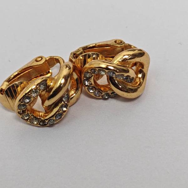 Twist Round Metal Gold Clip On Earrings