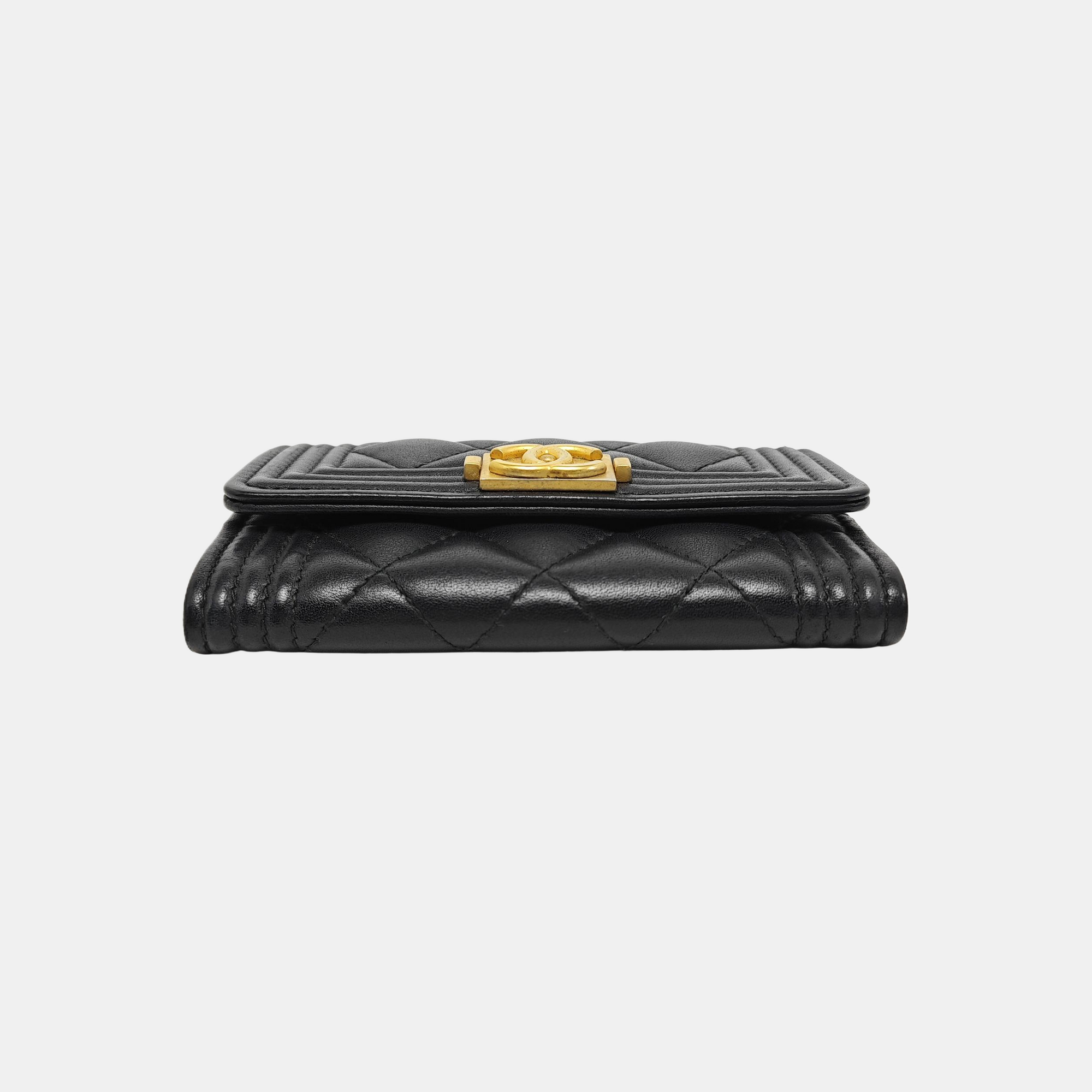 BOY CHANEL Quilted Calfskin Black Wallet