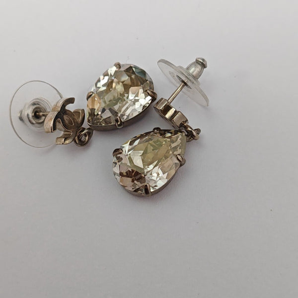 CC Logo Metal White Earrings
