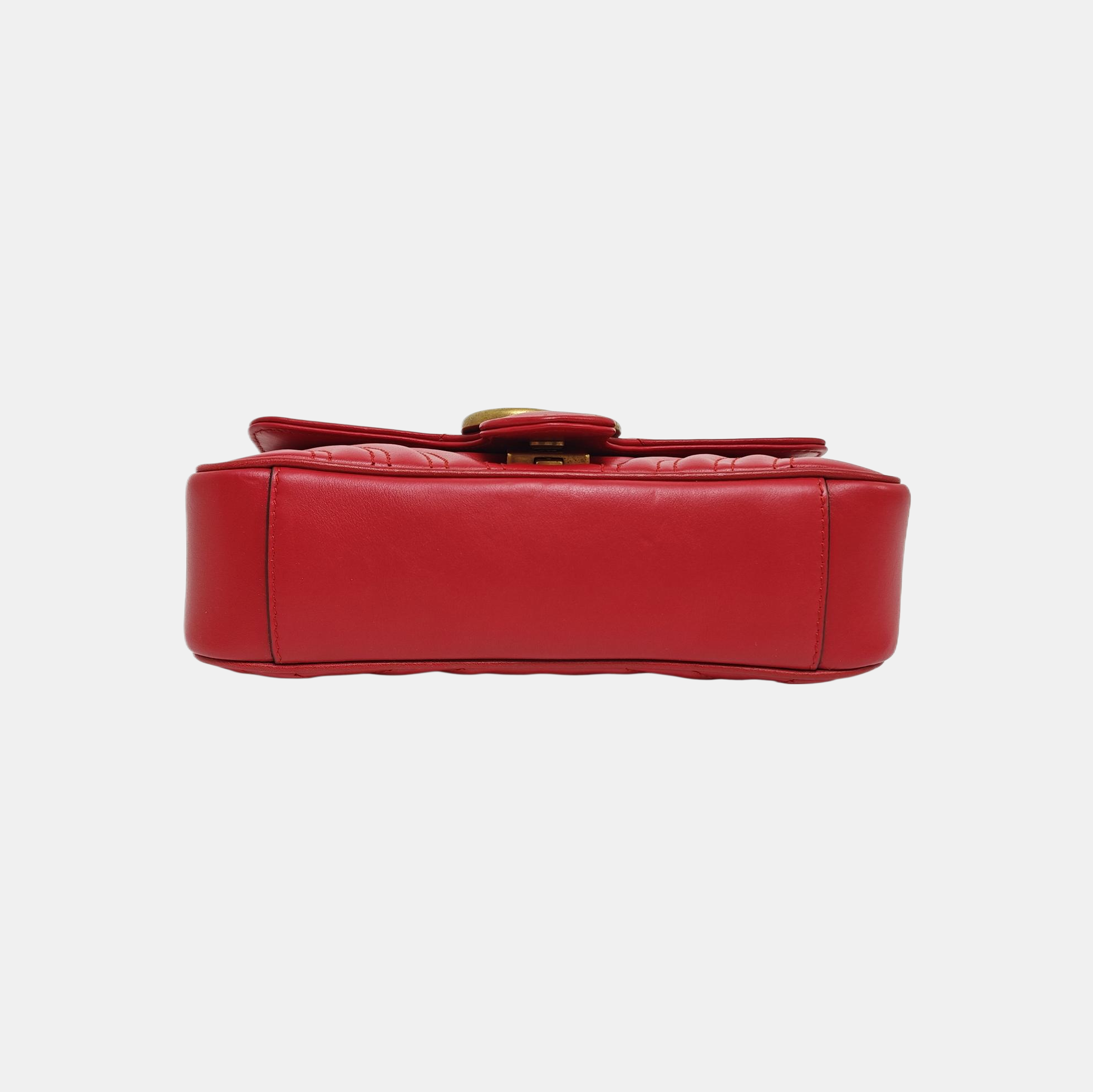 GG Marmont Pequeño Piel Acolchada Roja