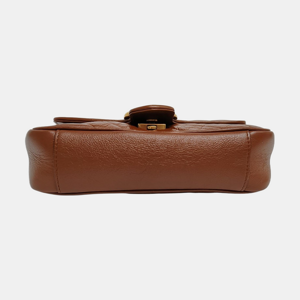 GG Marmont Small Quilted Calfskin Brown