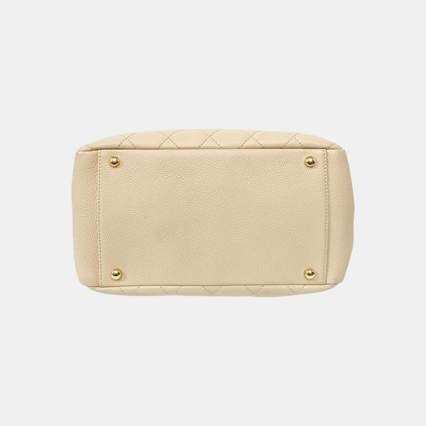 CHANEL PETITE Quilted Grained Calfskin Beige