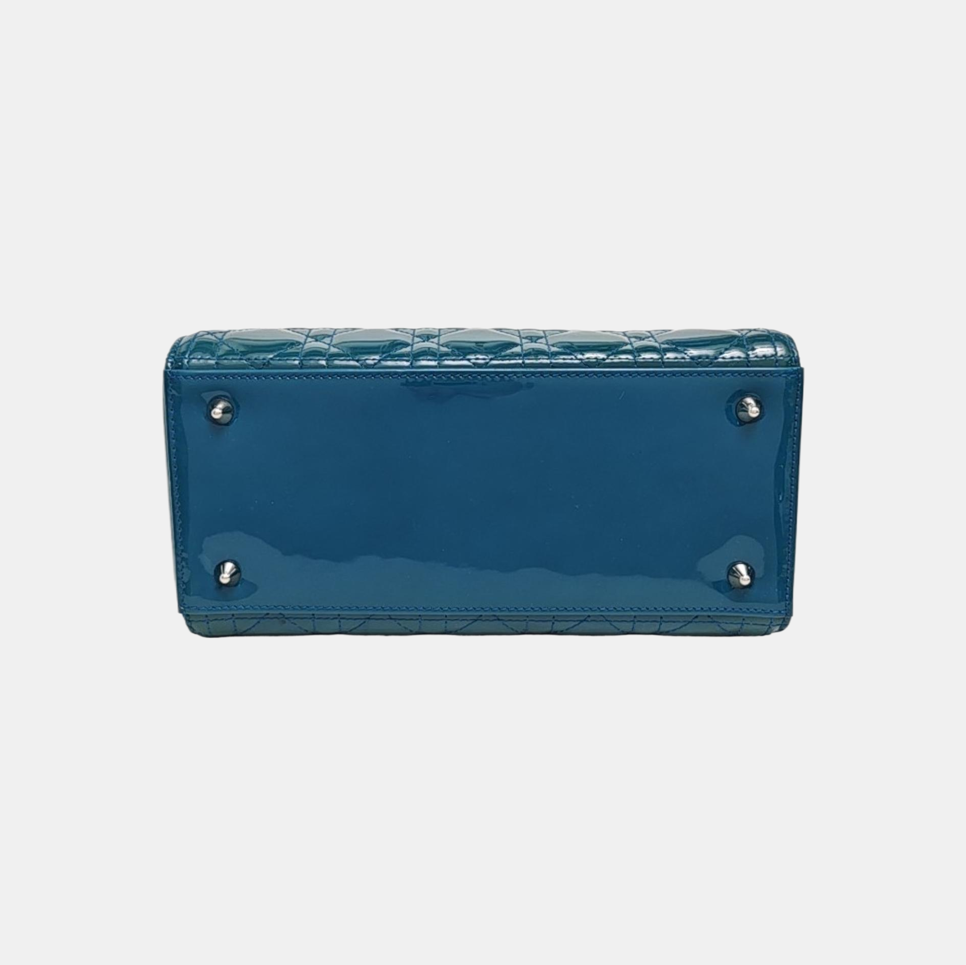 Lady Dior Medium Quilted Patent Leather Green