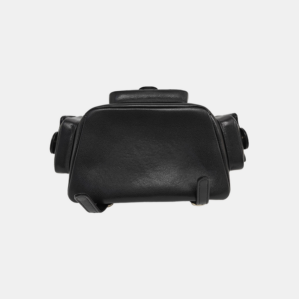 Quilted Grained Calfskin Backpack Small Black