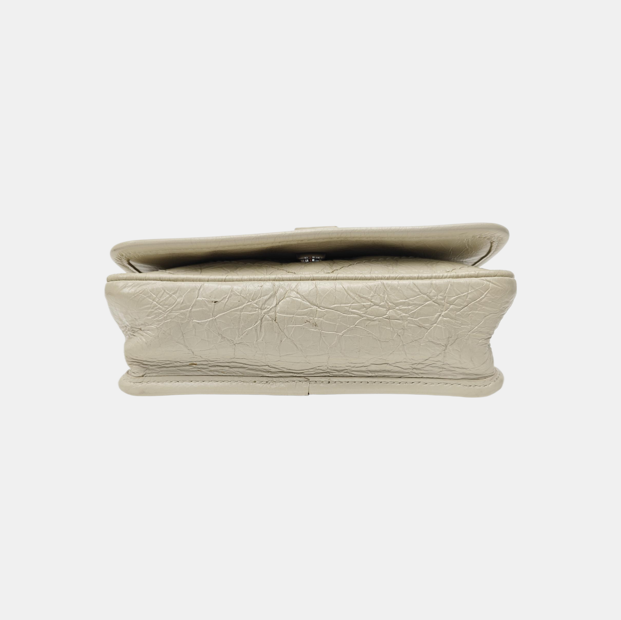 NIKI Mini Chevron Calfskin White
