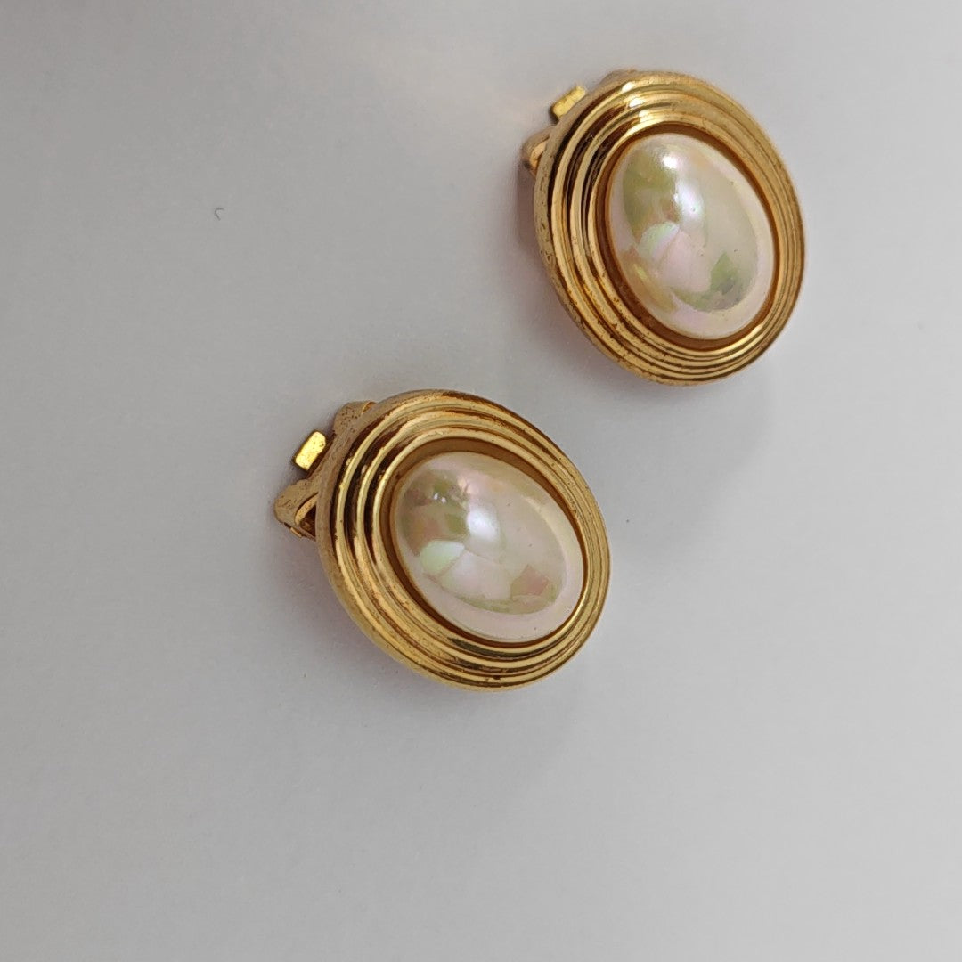Metal White Clip On Earrings