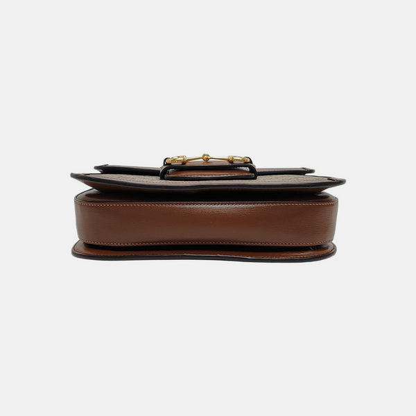 Horsebit 1955 Medium Monogram Coated Canvas Beige