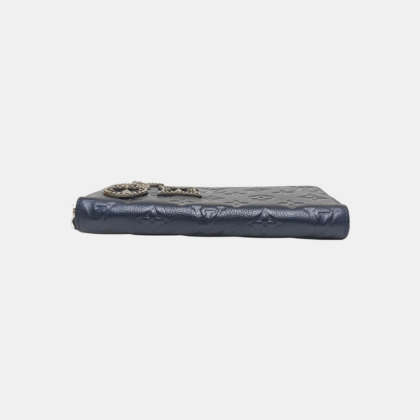 ZIPPY Monogram Calfskin Blue Wallet