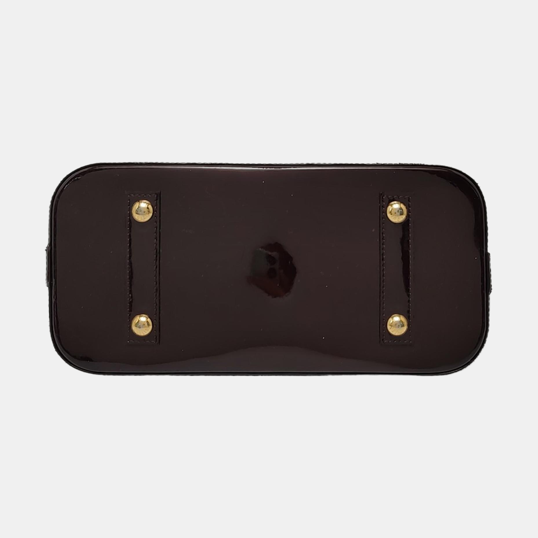 Authenticated pre-owned  ALMA PM Monogram Patent Leather Burgundy - Top Handle Bag at Looply