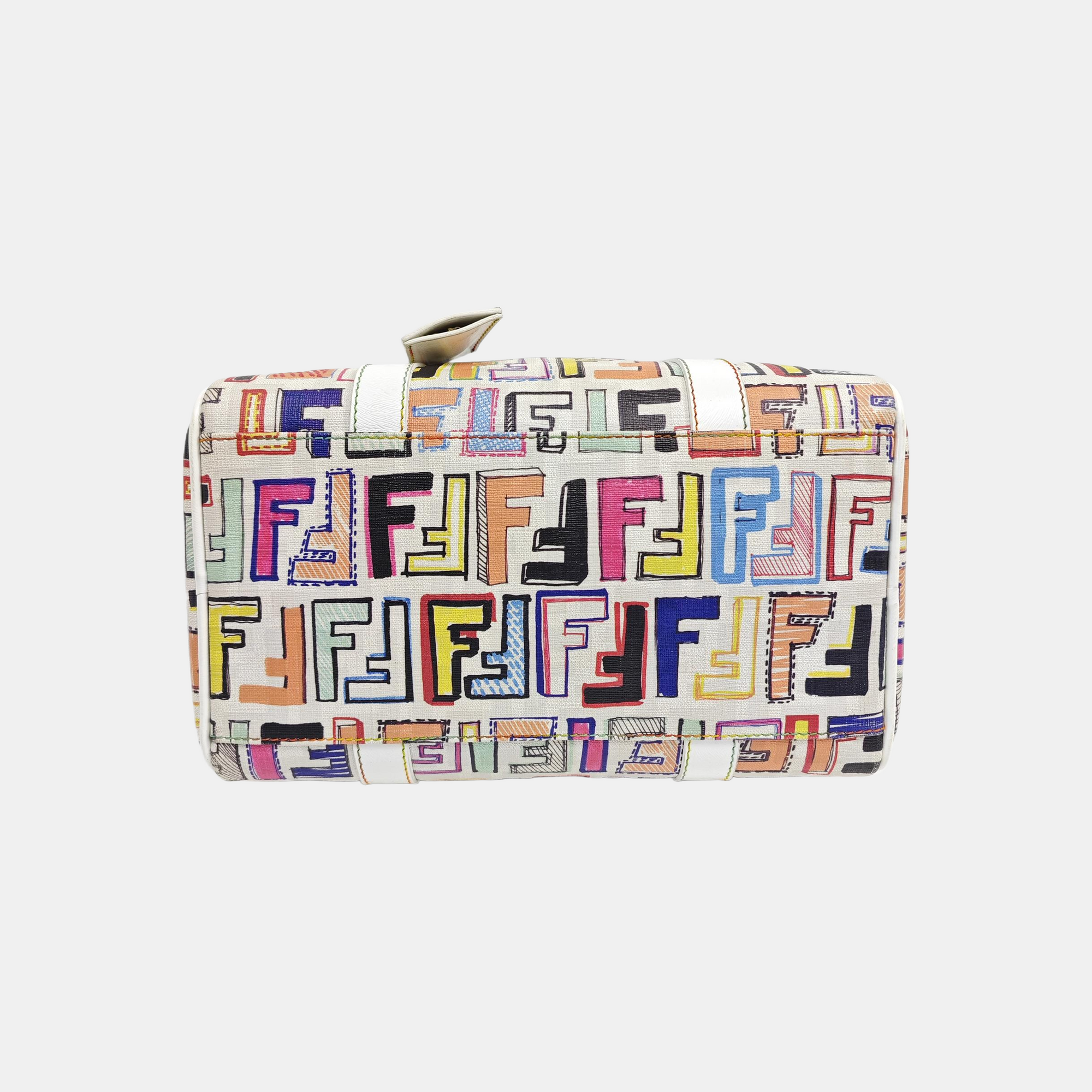 Coated Canvas Top Handle Bag White