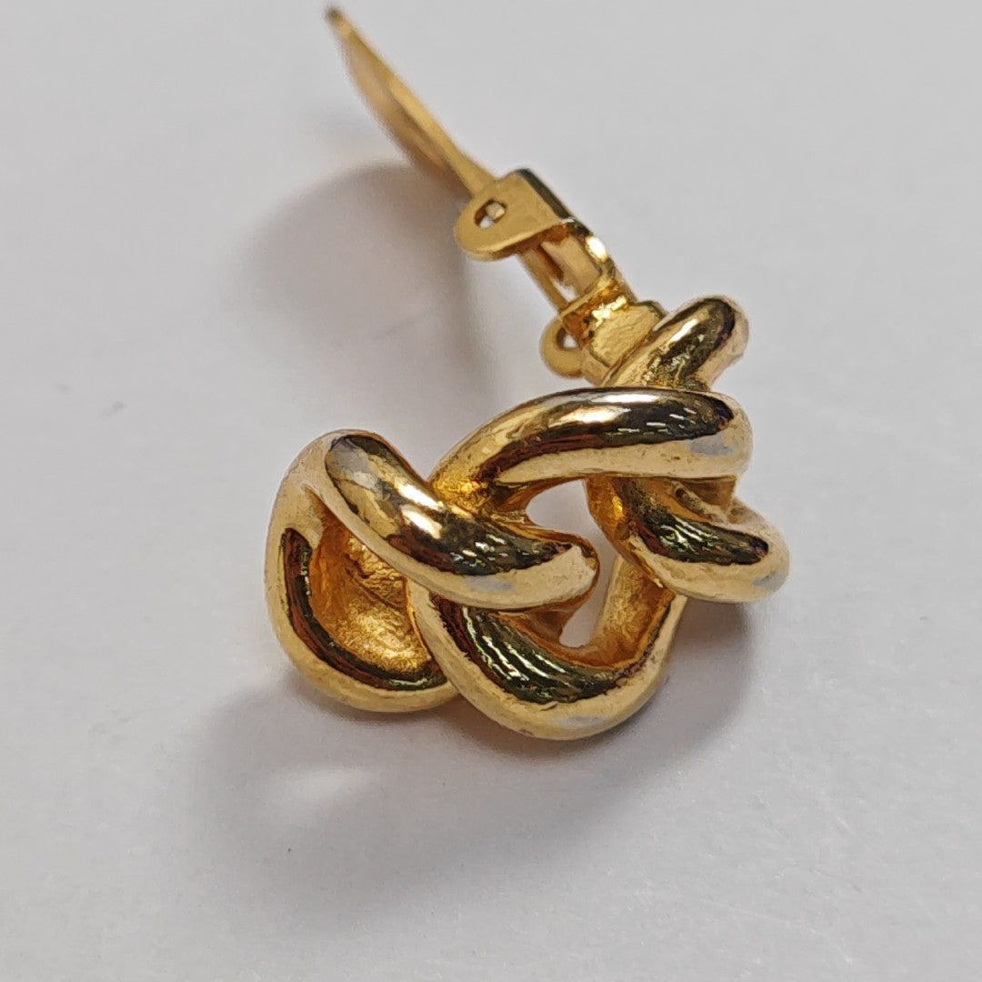 Twist Round Metal Gold Clip On Earrings