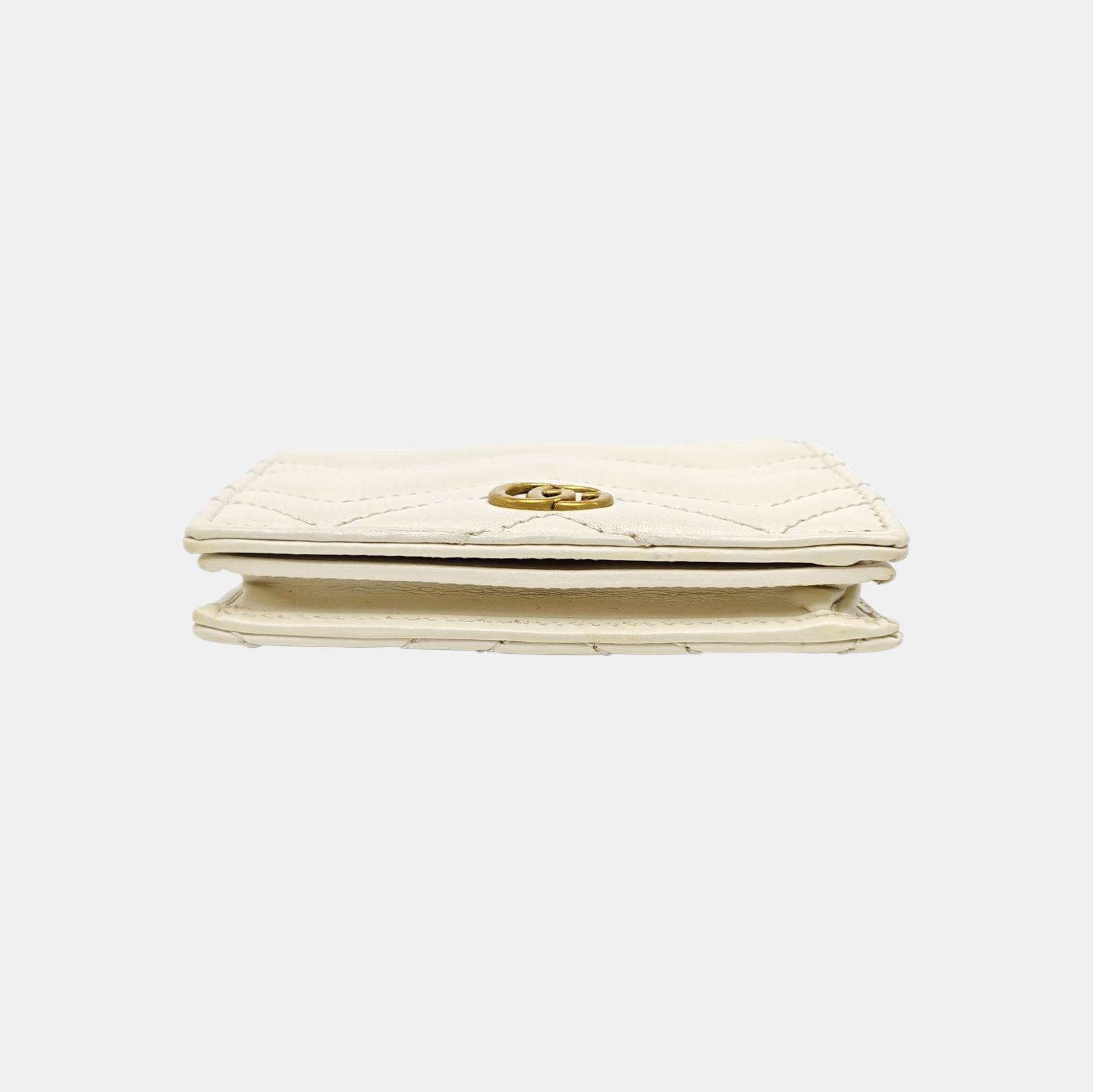 GG Marmont Mini Quilted Calfskin White Wallet