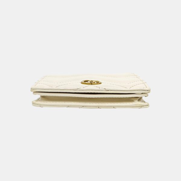 GG Marmont Mini Quilted Calfskin White Wallet