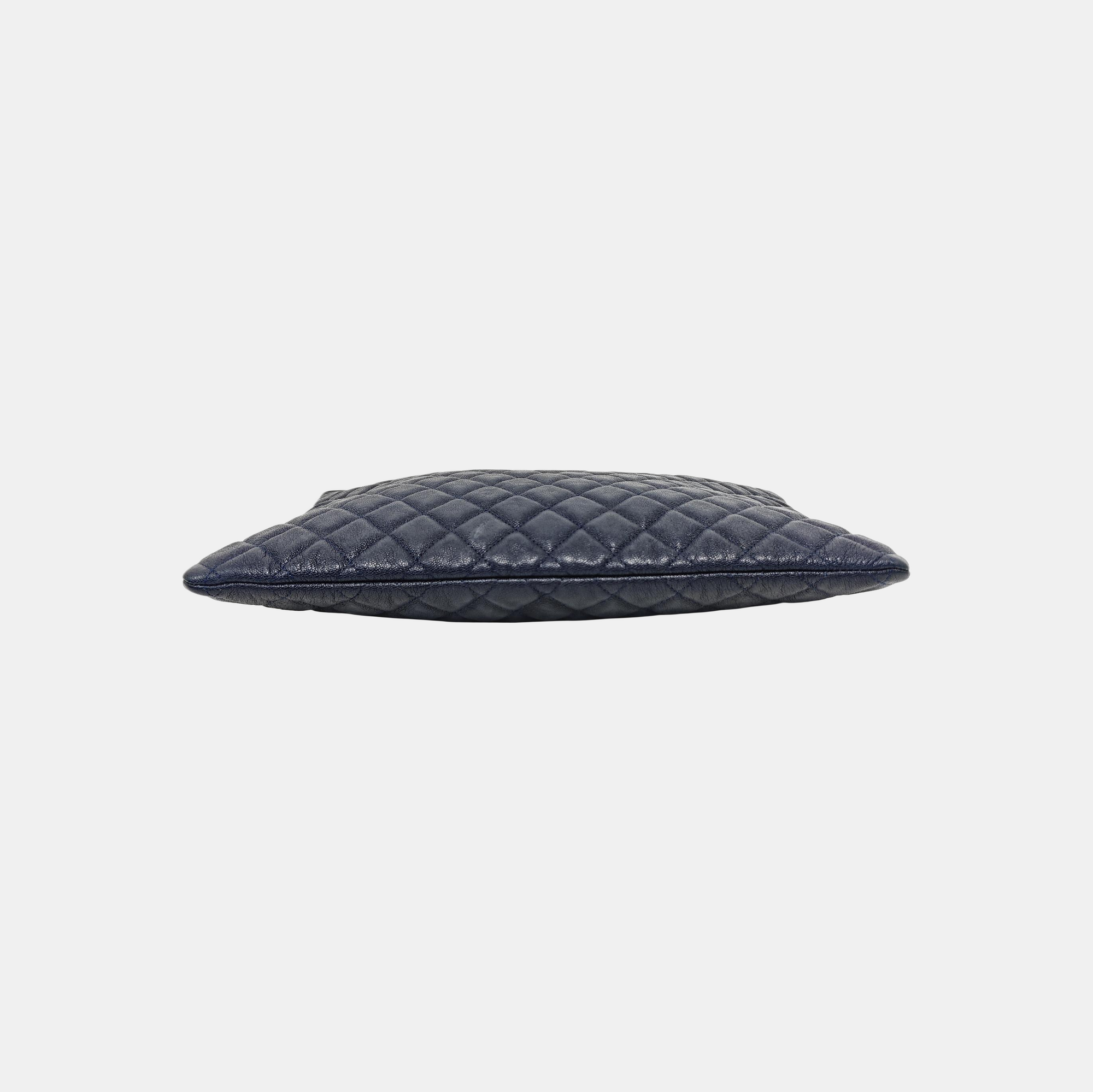 BOY CHANEL Large Quilted Grained Calfskin Blue