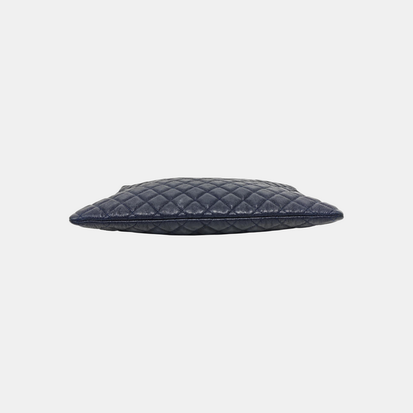 BOY CHANEL Large Quilted Grained Calfskin Blue