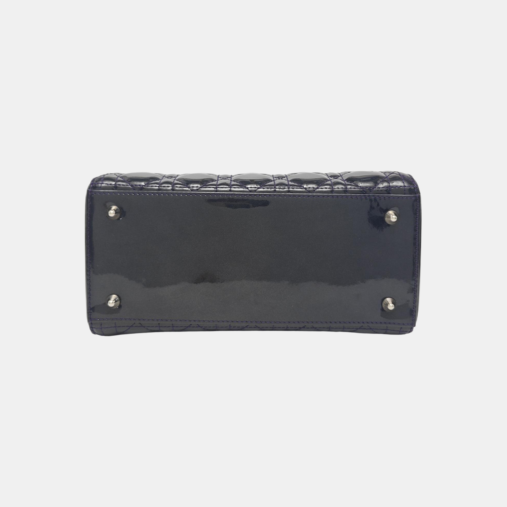 Lady Dior Medium Cannage Patent Leather Purple