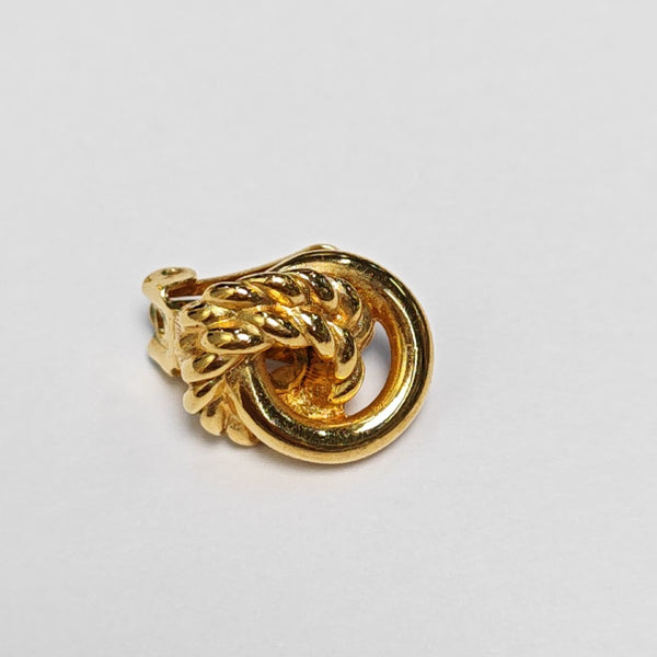 Twist Round Metal Gold Clip On Earrings