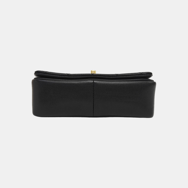 Quilted Grained Calfskin Shoulder Bag Black