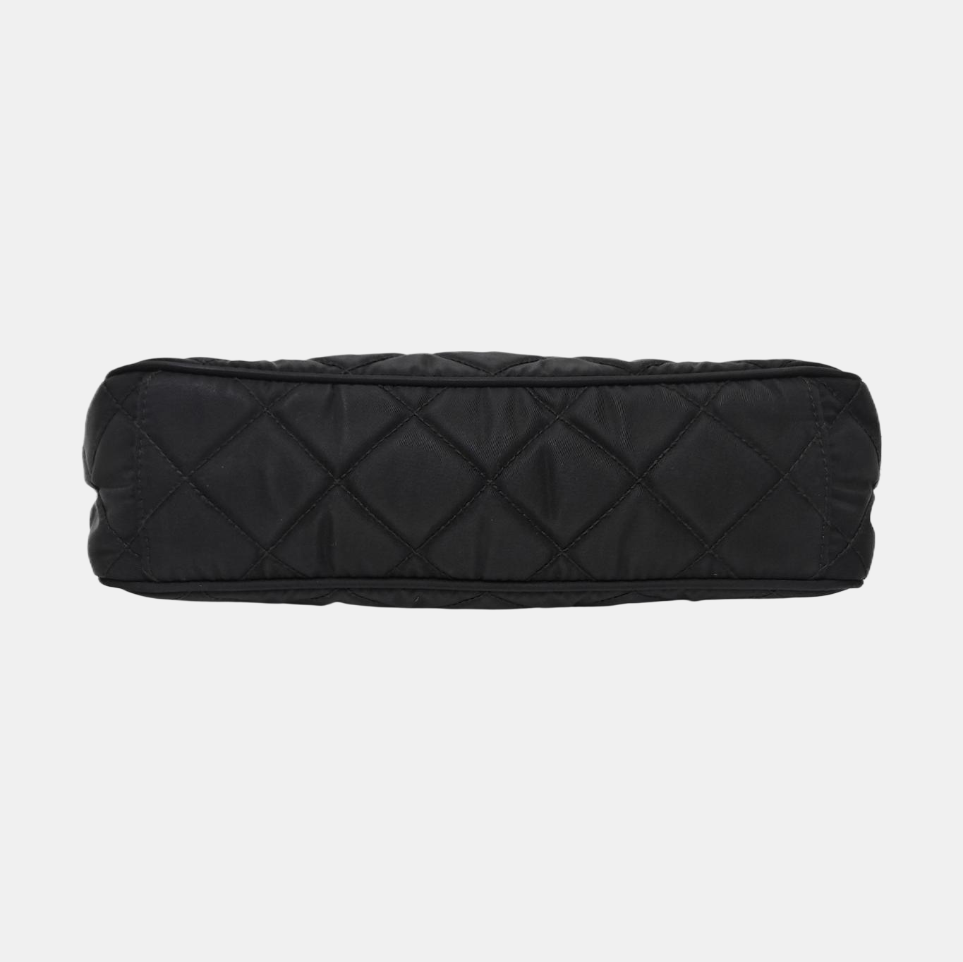 Quilted Nylon Shoulder Bag Black
