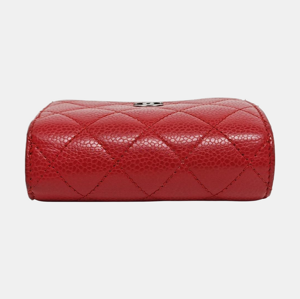 Quilted Grained Calfskin Wallet Red