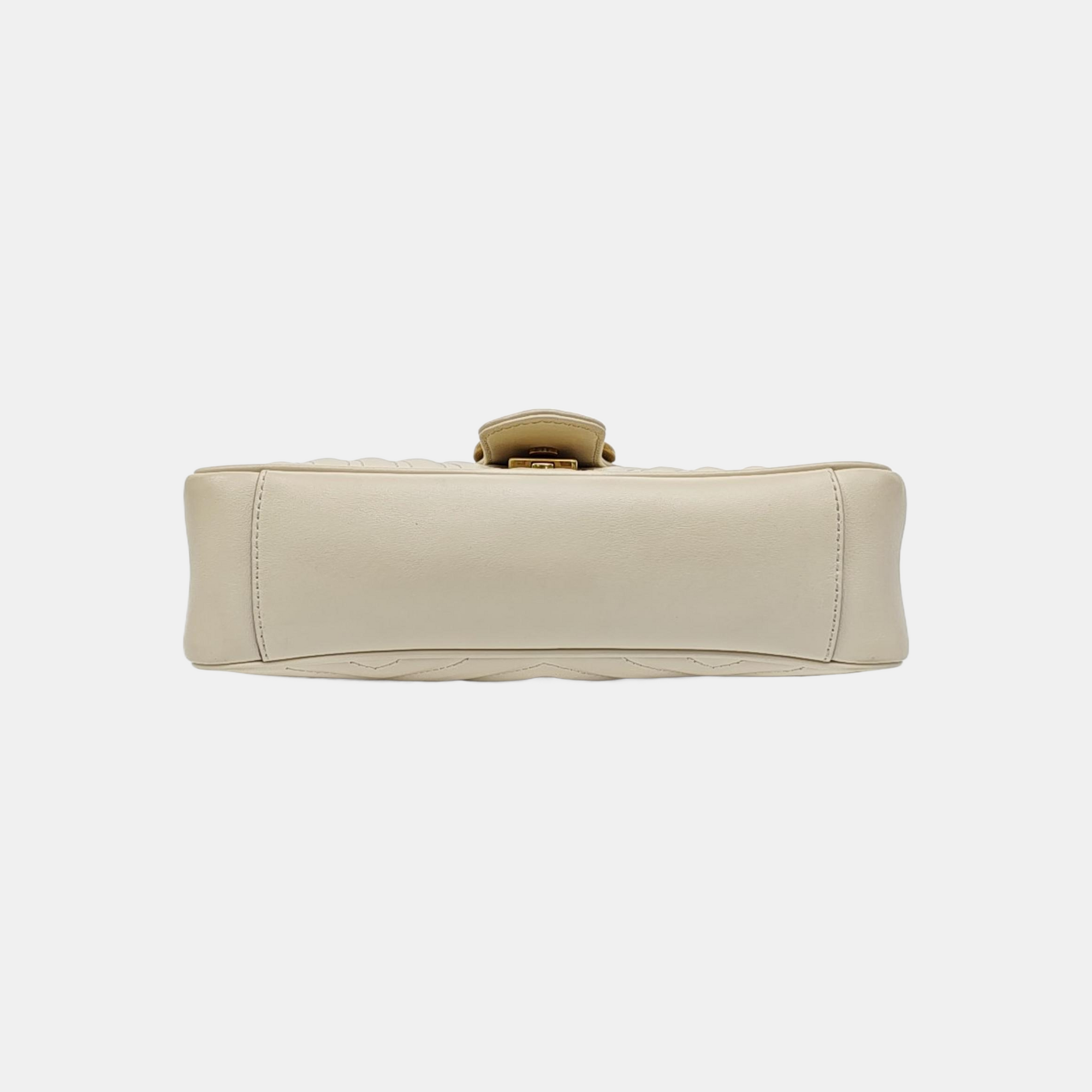 GG Marmont Medium Quilted Calfskin White