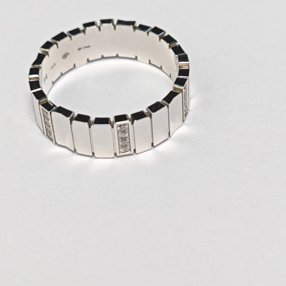 18k White Gold Silver Ring EU 54