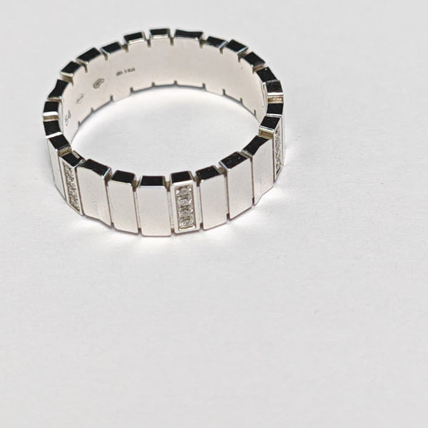18k White Gold Silver Ring EU 54