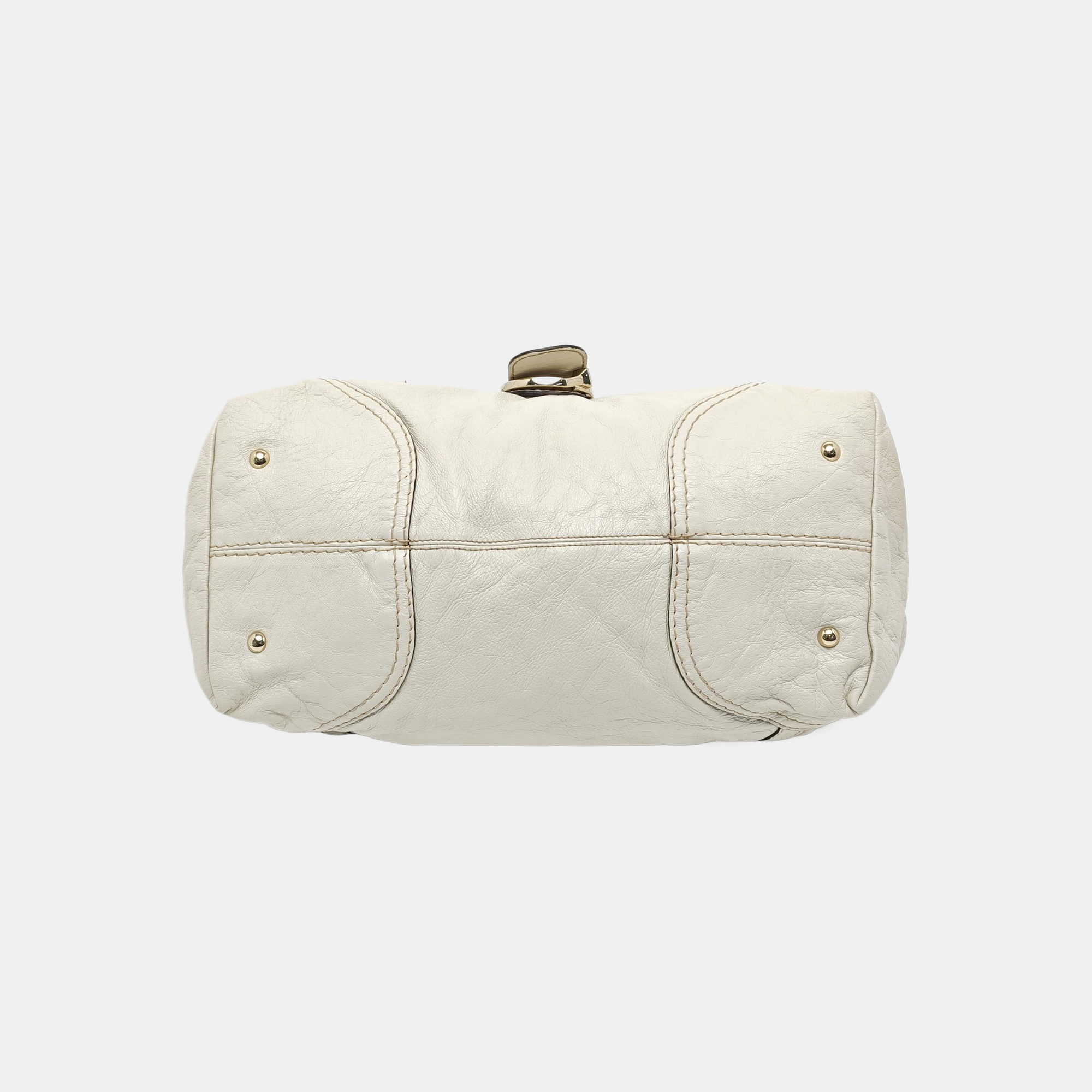 Calfskin Top Handle Bag White
