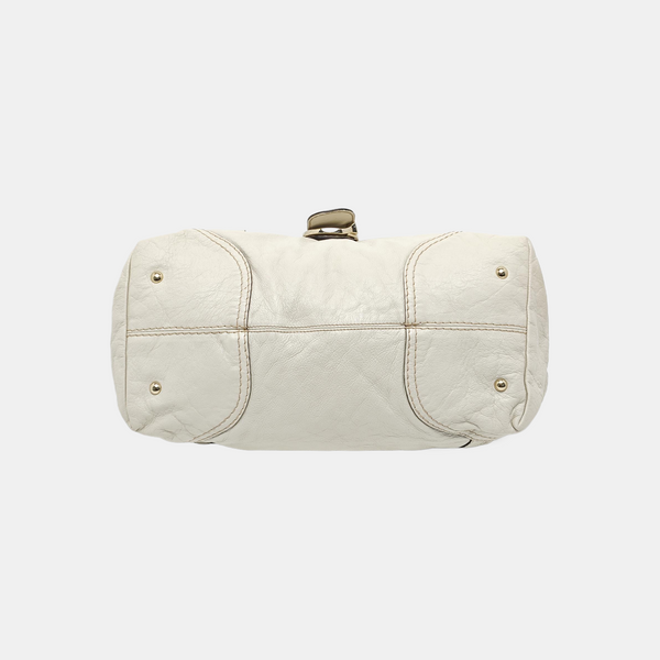 Calfskin Top Handle Bag White