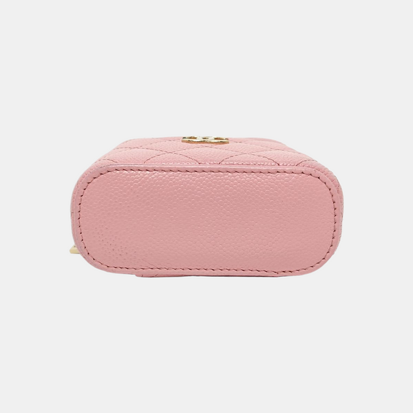 VANITY CASE Mini Quilted Grained Calfskin Pink