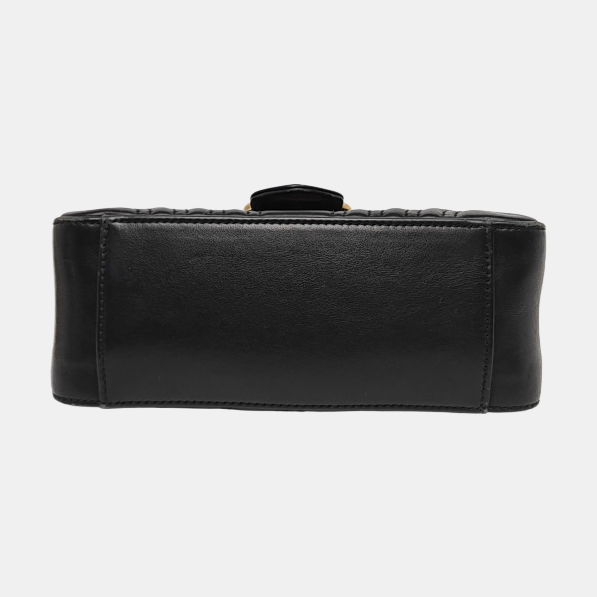 GG Marmont Mini Quilted Calfskin Black