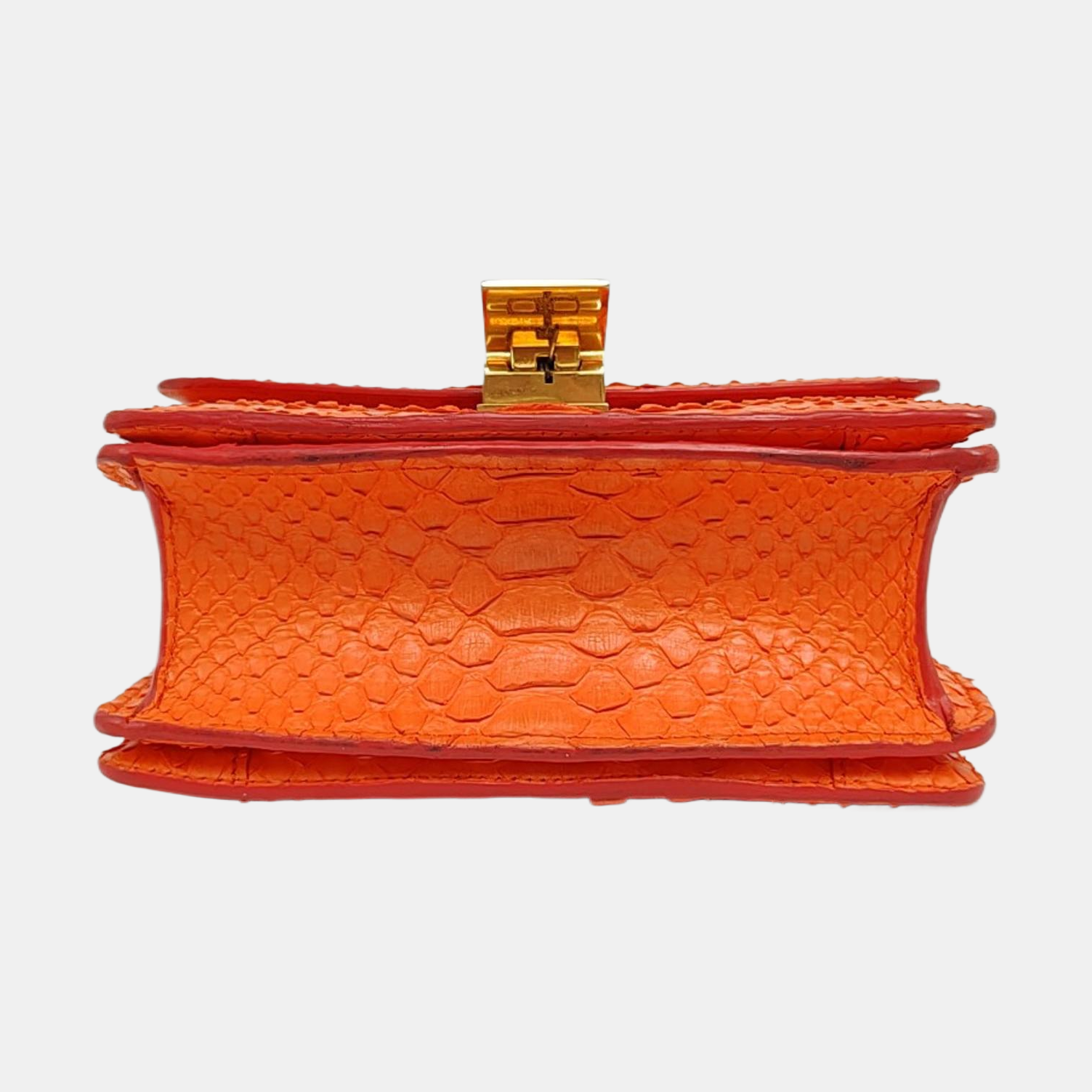 Authenticated pre-owned  CLASSIC BOX Mini Python Orange - Shoulder Bag at Looply
