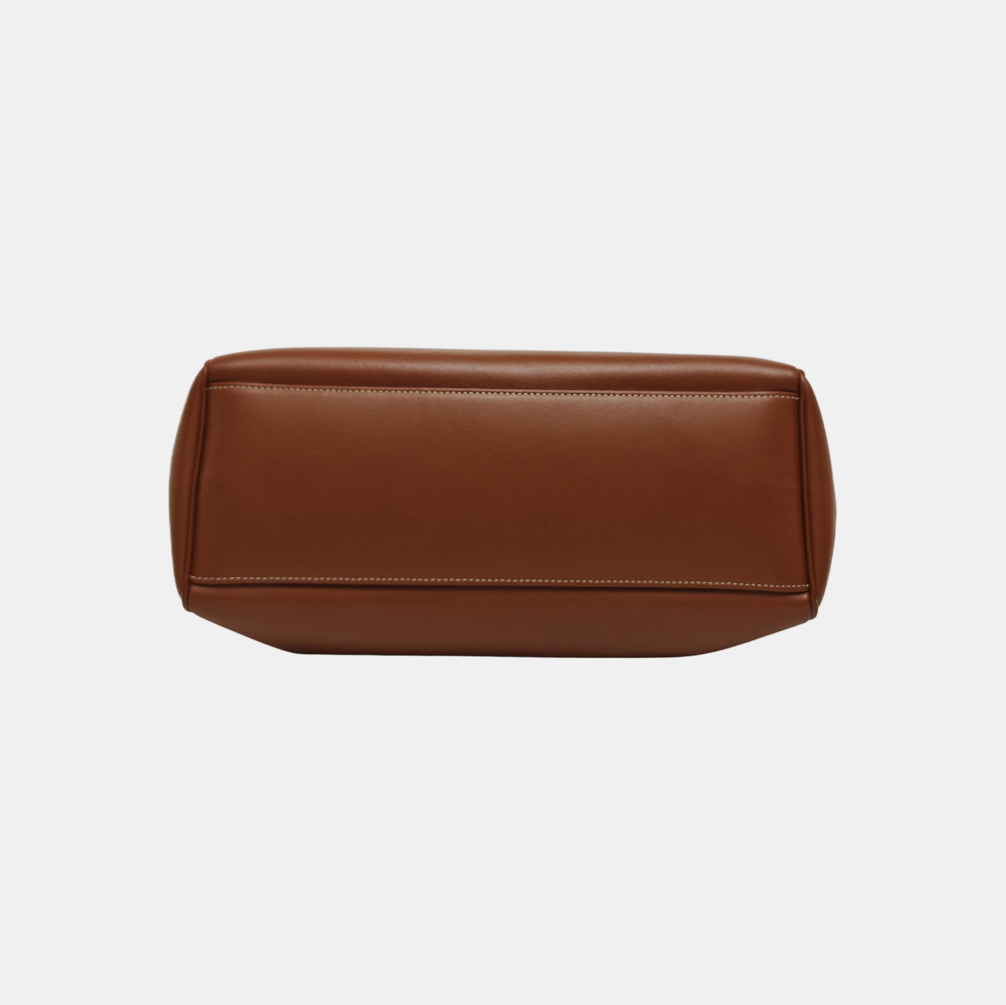 Authenticated pre-owned  16 Medium Calfskin Brown - Top Handle Bag at Looply