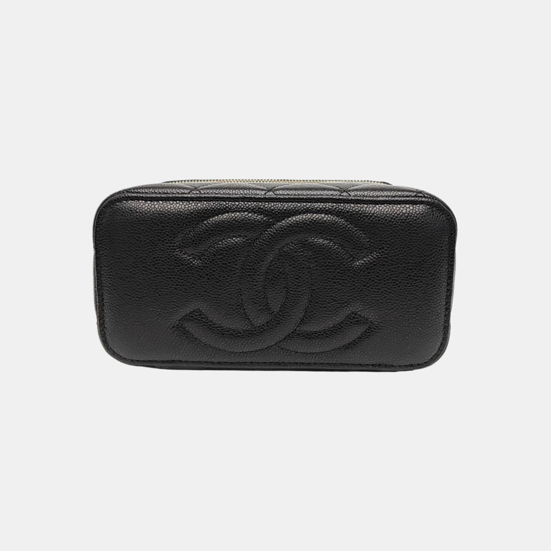 VANITY CASE Medium Quilted Grained Calfskin Black