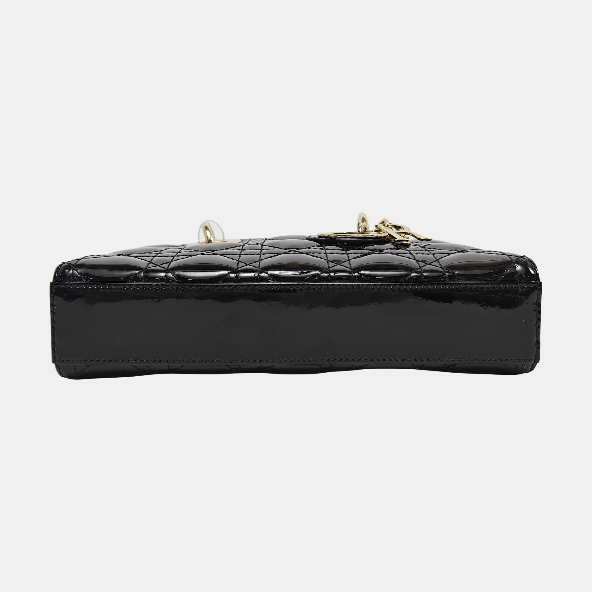 Lady Dior Small Cannage Patent Leather Black