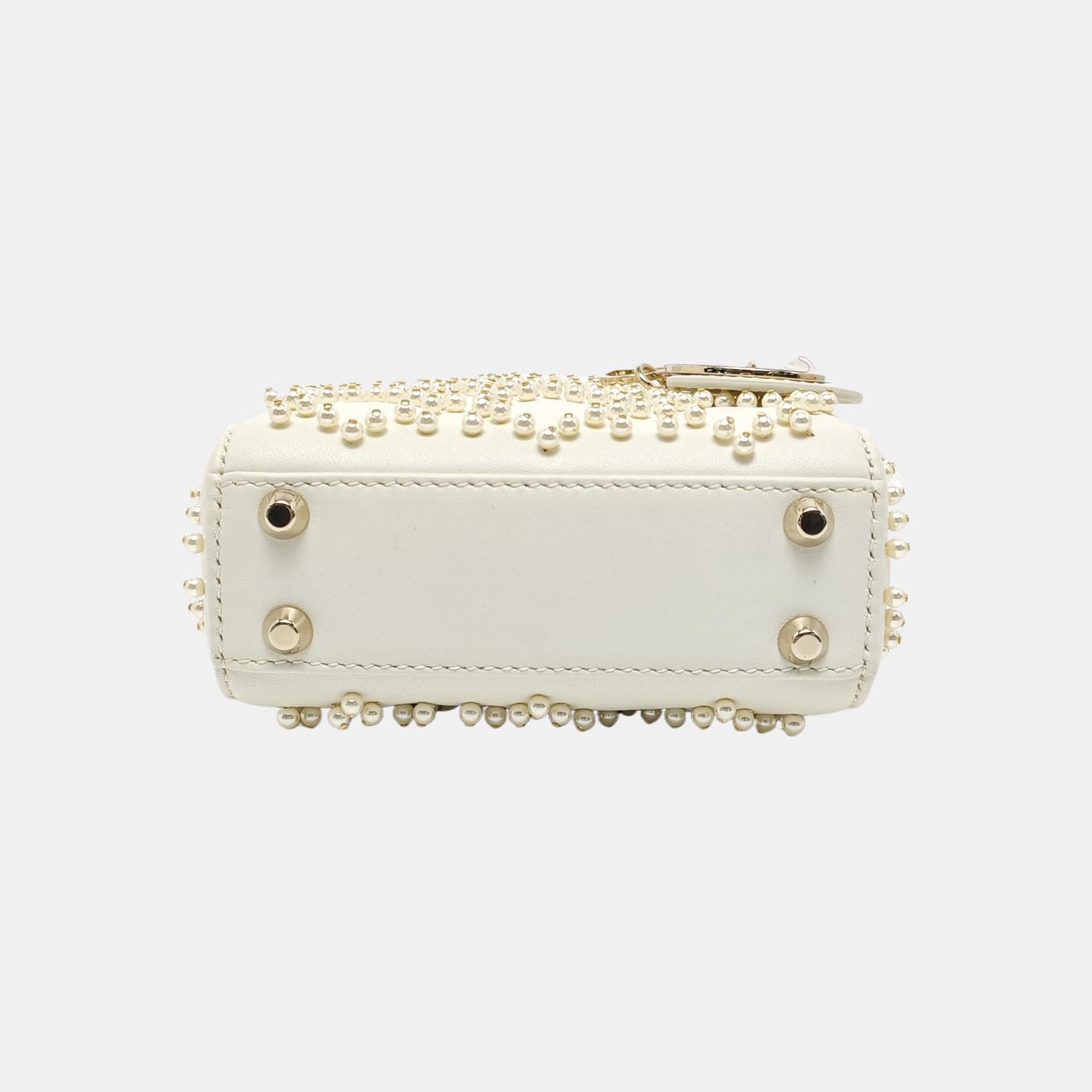 Authenticated pre-owned  Lady Dior Super Mini Quilted Lambskin White - Tote Bag at Looply