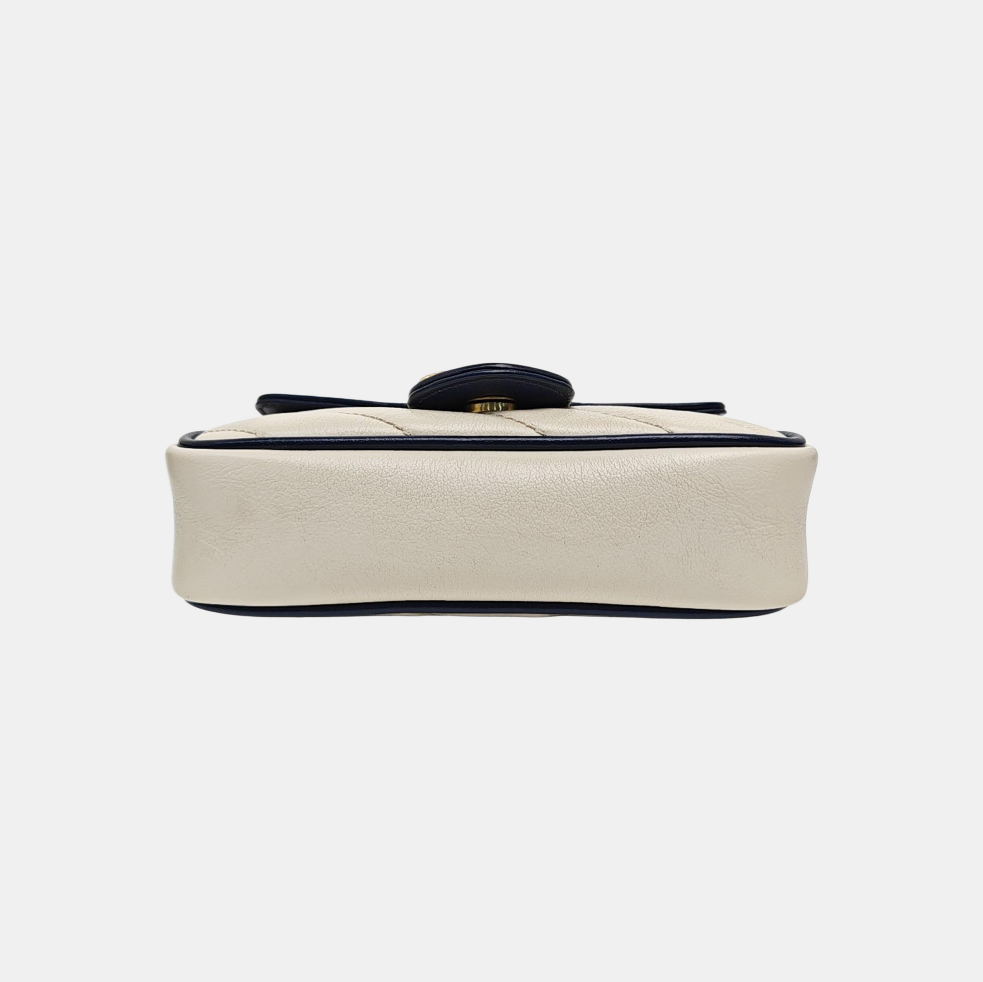 GG Marmont Super Mini Quilted Calfskin White