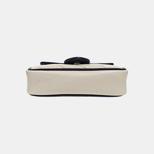 GG Marmont Super Mini Quilted Calfskin White