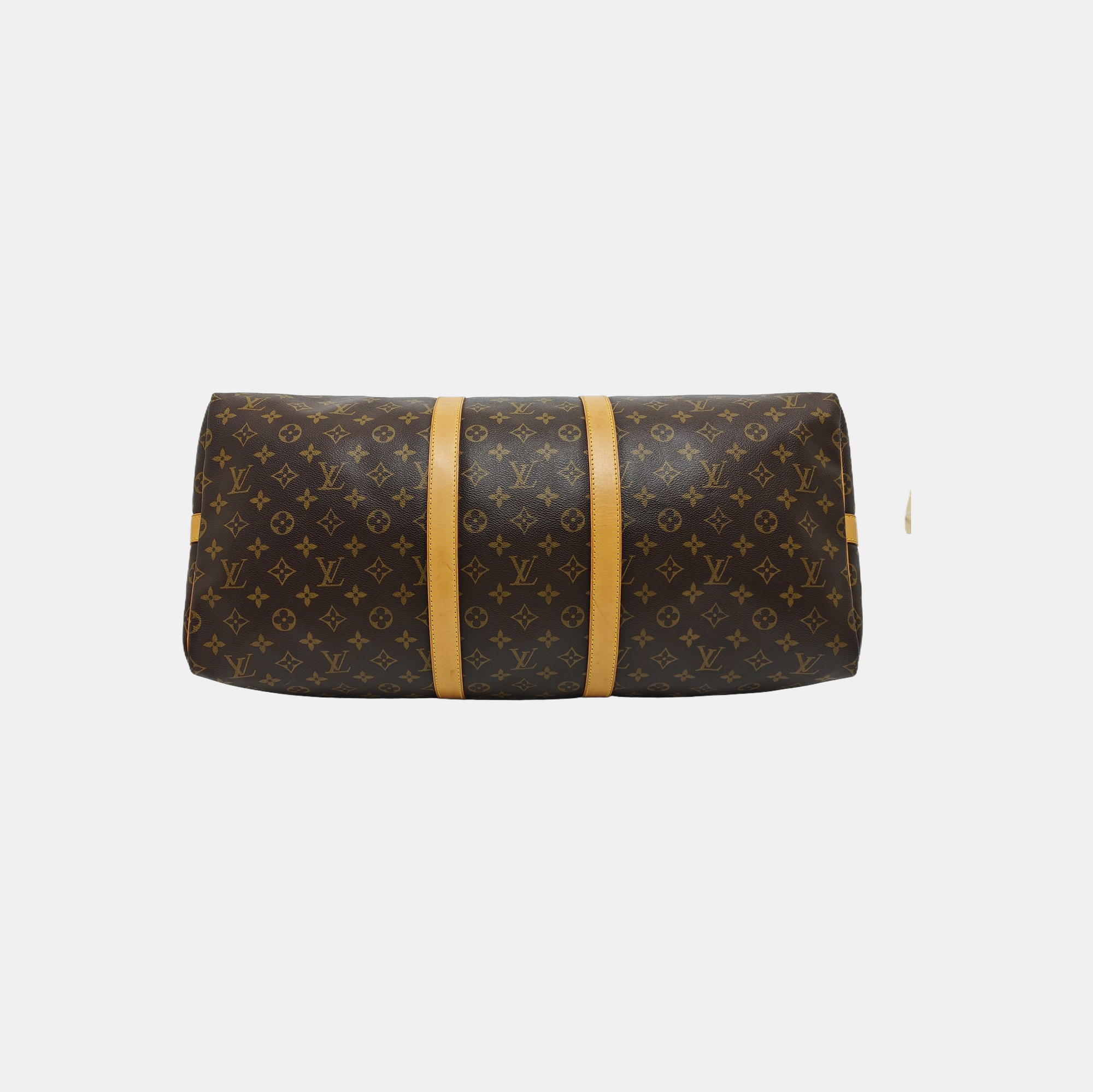 KEEPALL 55 Monogram Coated Canvas Brown