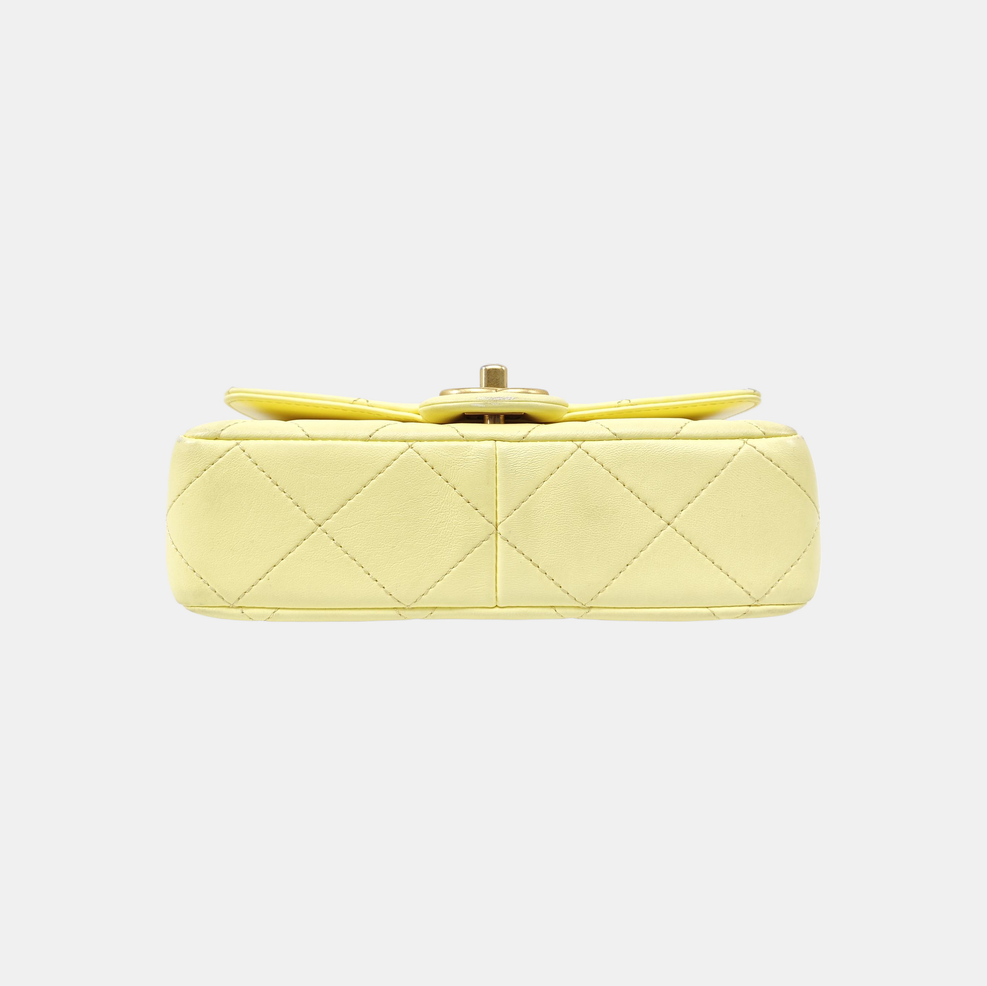 Quilted Lambskin Shoulder Bag Yellow