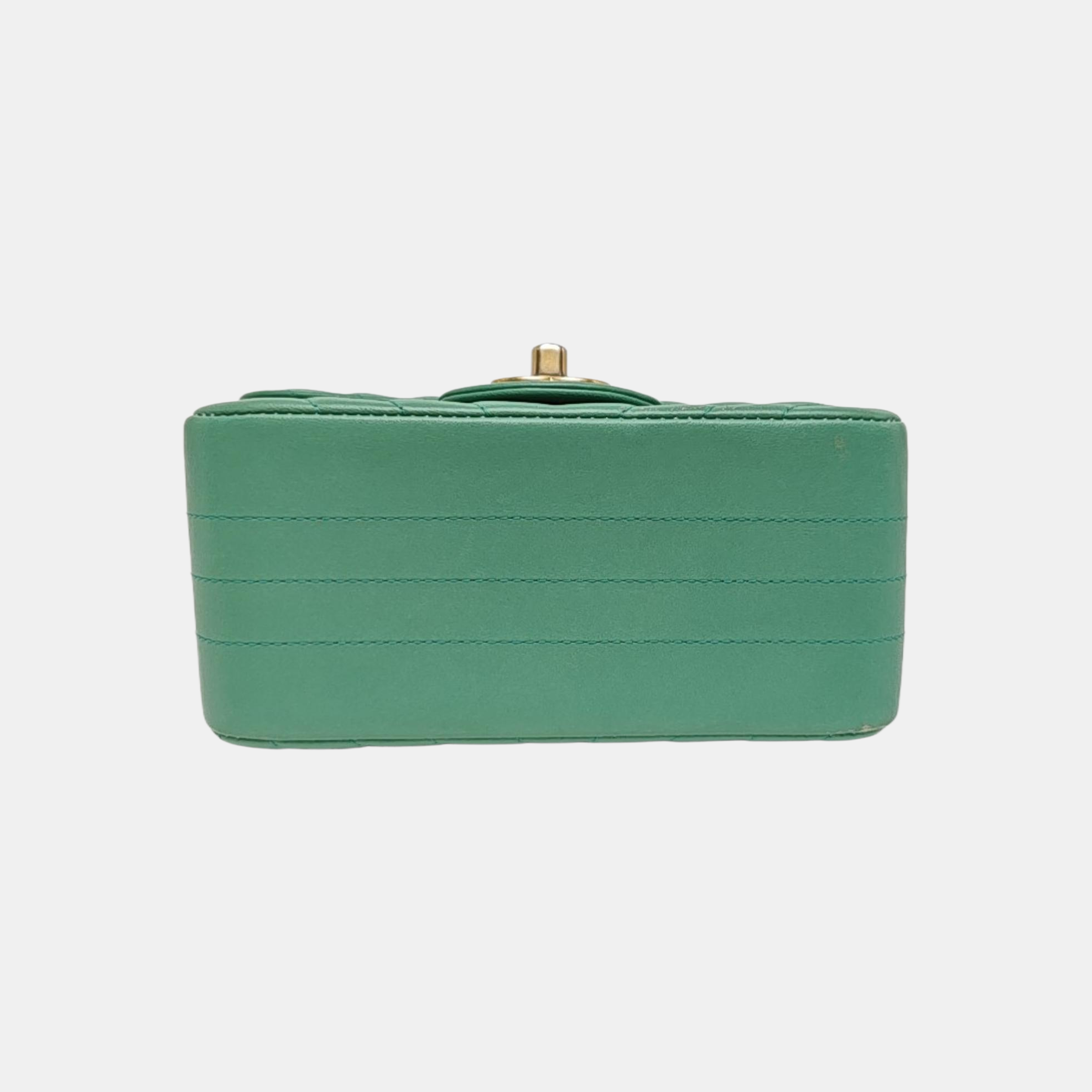 CLASSIC FLAP Mini Chevron Calfskin Green