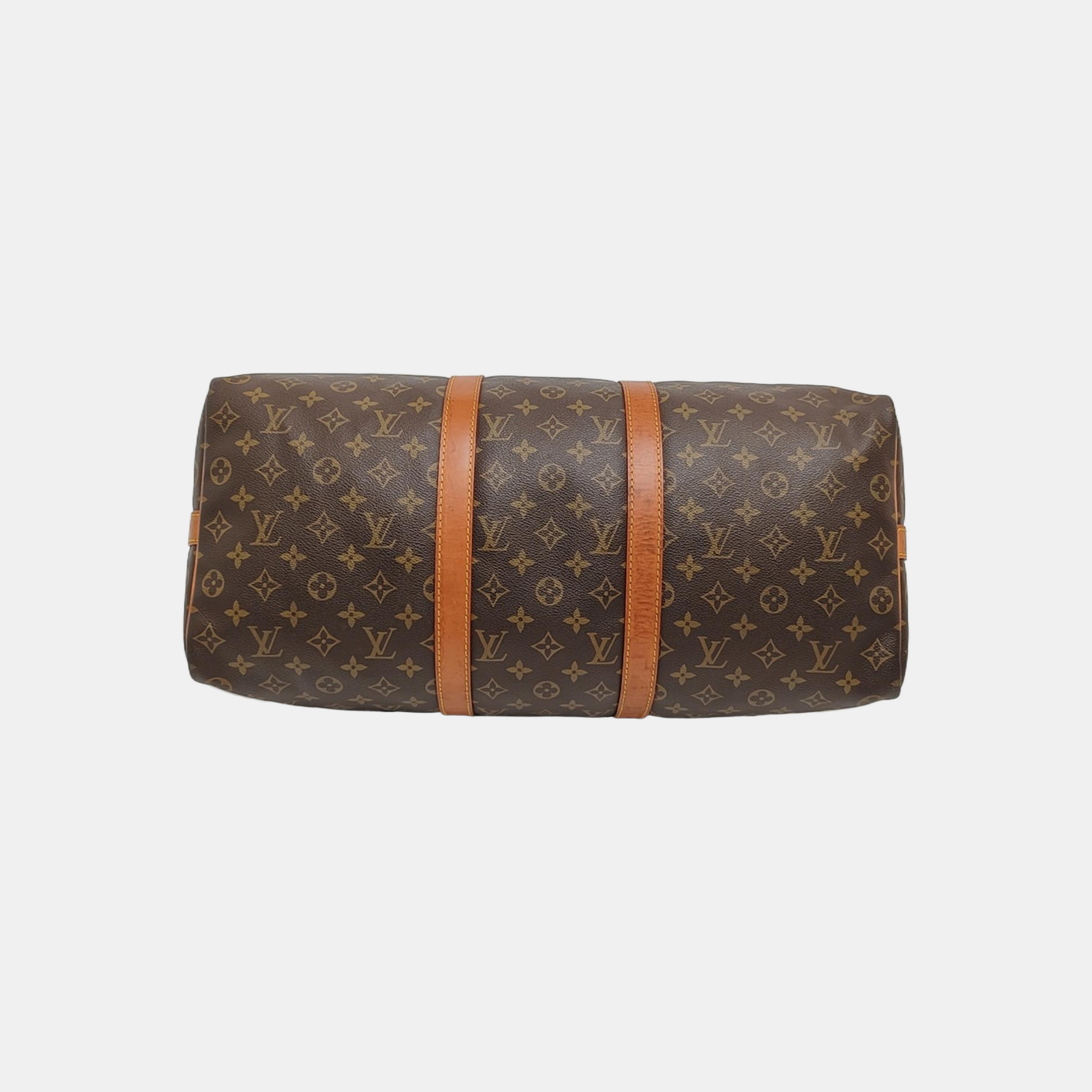 KEEPALL 60 Monogram Coated Canvas Brown